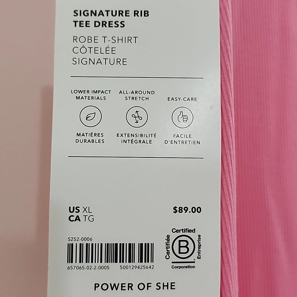 Athleta Signature Rib Tee Dress in Pink NWT - Picture 4 of 5